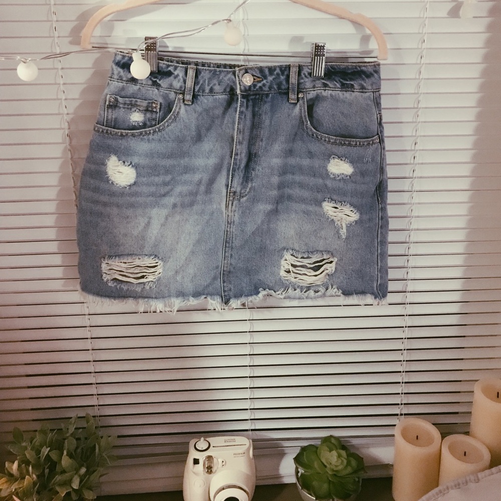 Distressed Jean Skirt